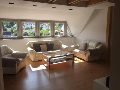 Ein Sitzbereich in der Unterkunft Ferienwohnung Trede