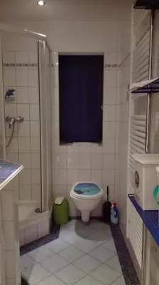 Ein Badezimmer in der Unterkunft Gästewohnung am Thümmlitzwald