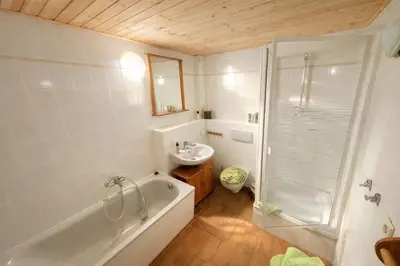 Ein Badezimmer in der Unterkunft Ferienwohnung Dresden Pillnitz am Weinberg