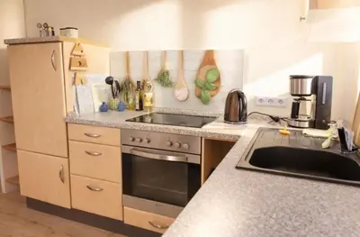 Küche/Küchenzeile in der Unterkunft Ferienwohnung Dresden Pillnitz am Weinberg