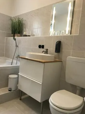 Ein Badezimmer in der Unterkunft Ferienwohnung am Wald