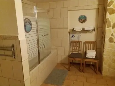Ein Badezimmer in der Unterkunft Ferienwohnung auf dem Land