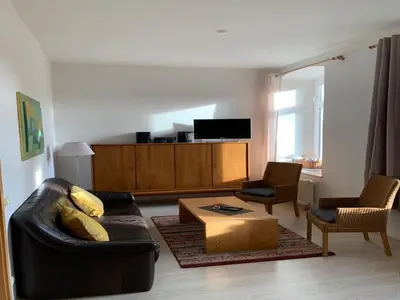 Ein Sitzbereich in der Unterkunft Retreat in the Ore Mountains