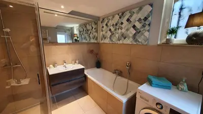 Ein Badezimmer in der Unterkunft Ferienhaus Elbsandstein-Chalet