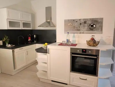 Küche/Küchenzeile in der Unterkunft Ferienwohnung Bastei