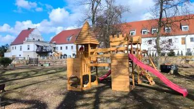 Ein Kinderspielbereich in der Unterkunft Rittergut Dröschkau