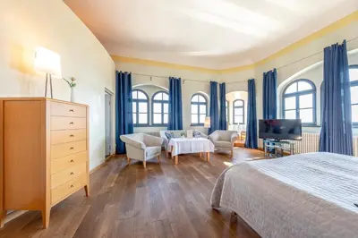 Ein Bett oder Betten in einem Zimmer der Unterkunft Spitzhaus