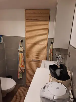 Ein Badezimmer in der Unterkunft Haus am Donatsturm