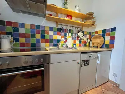 Küche/Küchenzeile in der Unterkunft Wohnperle Elbtal - Dresden erleben und genießen