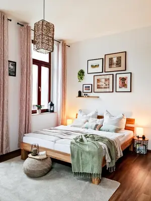 Ein Bett oder Betten in einem Zimmer der Unterkunft Stilvolle 1-Raum-Wohnung zentral, ruhig gelegen
