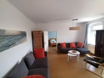 Ein Sitzbereich in der Unterkunft FeWo am Elbhang