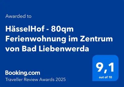 Ein Zertifikat, Auszeichnung, Logo oder anderes Dokument, das in der Unterkunft HässelHof - 80qm Ferienwohnung im Zentrum von Bad Liebenwerda ausgestellt ist