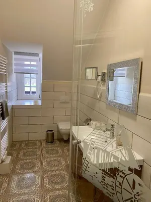Ein Badezimmer in der Unterkunft Ferienhaus Ostrauer Hof