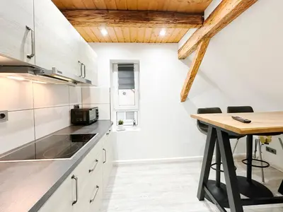 Küche/Küchenzeile in der Unterkunft Ferienwohnung3 Grimma