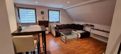 Ein Sitzbereich in der Unterkunft Süße kleine Ferienwohnung