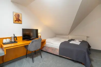 Ein Bett oder Betten in einem Zimmer der Unterkunft Hotel Sonne