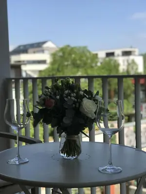 Ein Balkon oder eine Terrasse in der Unterkunft Ferienwohnung New Town