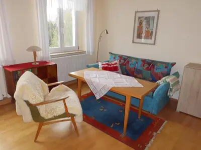 Ein Sitzbereich in der Unterkunft Ferienwohnung Jung