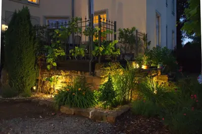 Ein Garten an der Unterkunft Ferienhaus an der Plantage