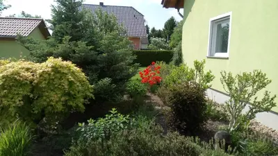 Ein Garten an der Unterkunft Apartmenthaus Reichelt