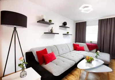 Ein Sitzbereich in der Unterkunft FeWo 02 Maisonette im Carre`Charlott