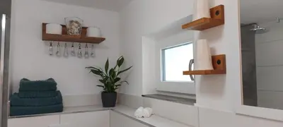 Ein Badezimmer in der Unterkunft Ferienhaus Richtermühle