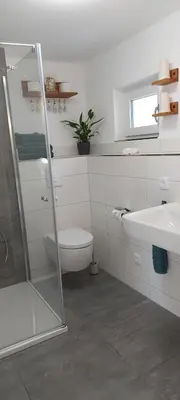 Ein Badezimmer in der Unterkunft Ferienhaus Richtermühle