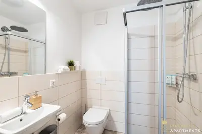 Ein Badezimmer in der Unterkunft PINEAPPLE APARTMENTS - Zwinger VI - 98qm - 1x free parking