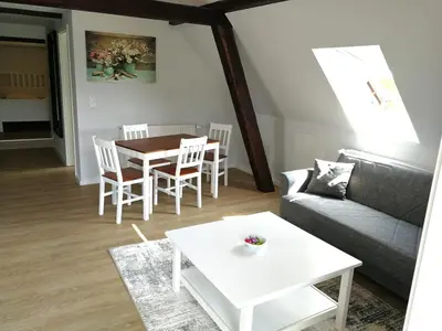 Ein Sitzbereich in der Unterkunft Pension Schlossblick Thallwitz