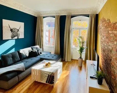 Ein Sitzbereich in der Unterkunft Edle Ferienwohnung - Industrial Style