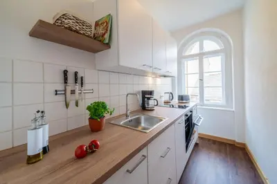 Küche/Küchenzeile in der Unterkunft Sächsischer Hof
