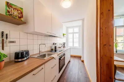 Küche/Küchenzeile in der Unterkunft Sächsischer Hof