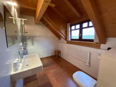 Ein Badezimmer in der Unterkunft Waldhaus am Lilienstein