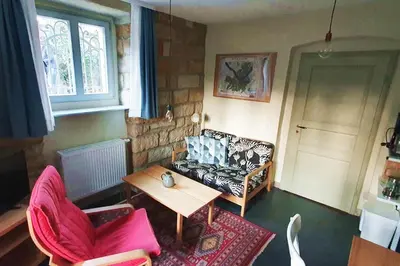 Ein Sitzbereich in der Unterkunft Villa Haniel Apartment Leo