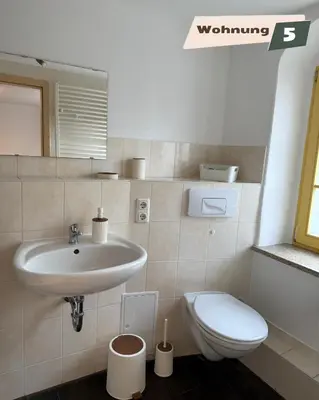 Ein Badezimmer in der Unterkunft Ferienwohnung Zum Böhmischen Bürgergarten