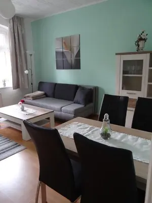 Ein Sitzbereich in der Unterkunft Zum Storchennest