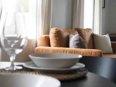 Ein Sitzbereich in der Unterkunft Wohlfühl-Apartment am Lösnitzgrund