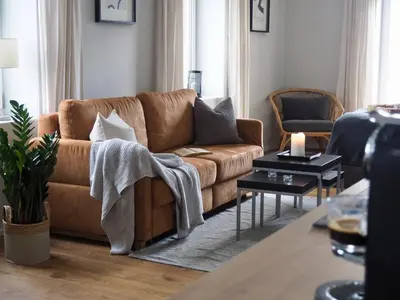 Ein Sitzbereich in der Unterkunft Wohlfühl-Apartment am Lösnitzgrund
