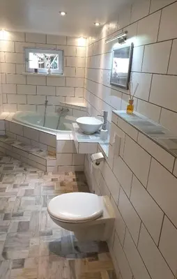 Ein Badezimmer in der Unterkunft Sächsische Schweiz Ferienhaus mit Elbblick Sauna und Kamin