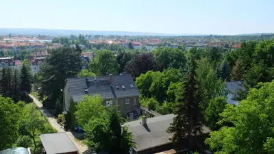 Blick auf Ferienwohnung Dresden Trachenberge aus der Vogelperspektive