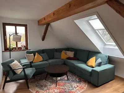 Ein Sitzbereich in der Unterkunft Ferienwohnung Lichterhof
