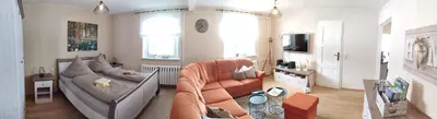 Ein Sitzbereich in der Unterkunft Ferienwohnung Zum Ausblick