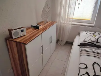 Ein Bett oder Betten in einem Zimmer der Unterkunft Ferienwohnung in Leckwitz bei Nünchritz Wacker, Elbradweg