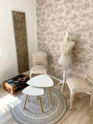 Ein Sitzbereich in der Unterkunft Kuckuckswinkel Ferienwohnung Zarah