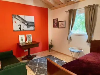 Ein Sitzbereich in der Unterkunft Ferienhaus Blumenwiese