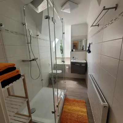 Ein Badezimmer in der Unterkunft Ferienwohnung am Lockwitzbach