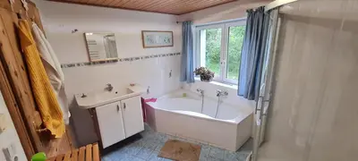 Ein Badezimmer in der Unterkunft Ferienhaus Waldhäus'l
