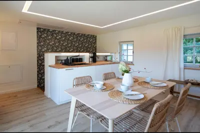 Küche/Küchenzeile in der Unterkunft Traumhaftes Gästehaus an Elberadweg und Bastei