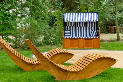 Ein Garten an der Unterkunft Ferienhaus Lucie Kiebitzsee