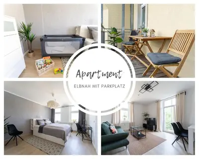 Ein Sitzbereich in der Unterkunft Ferienwohnung mit Parkplatz & Balkon nahe Elbe